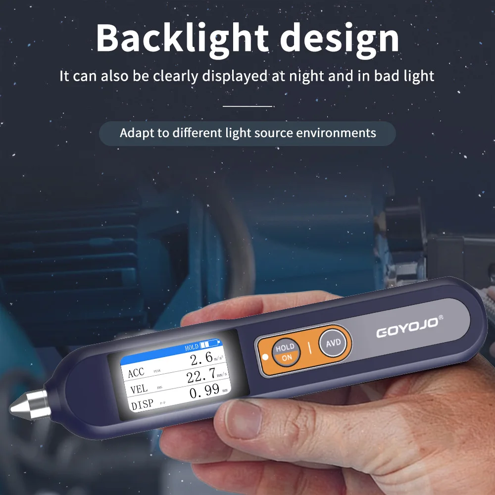 

GOYOJO digital/waveform vibrometer with backlit display for industrial equipment status monitoring and fault diagnosis GVB-2