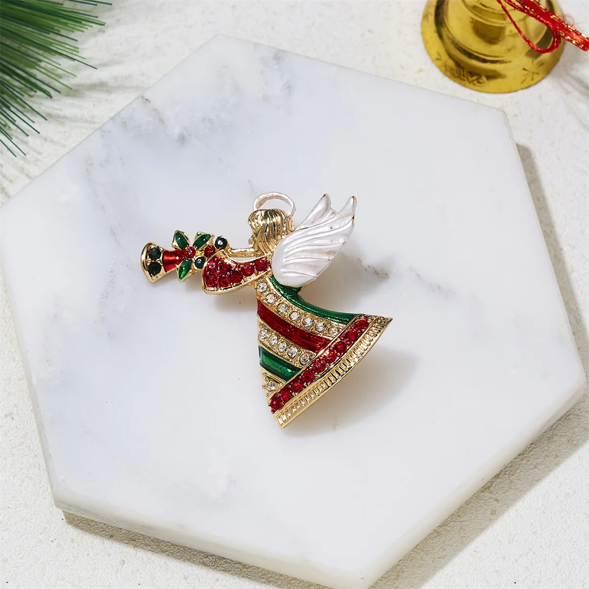 Rinhoo Musik Engel Fee Broschen für Frauen Vintage weiße Engels flügel Weihnachts figur Emaille Pins Neujahr Geschenke Weihnachts schmuck – Detail 4