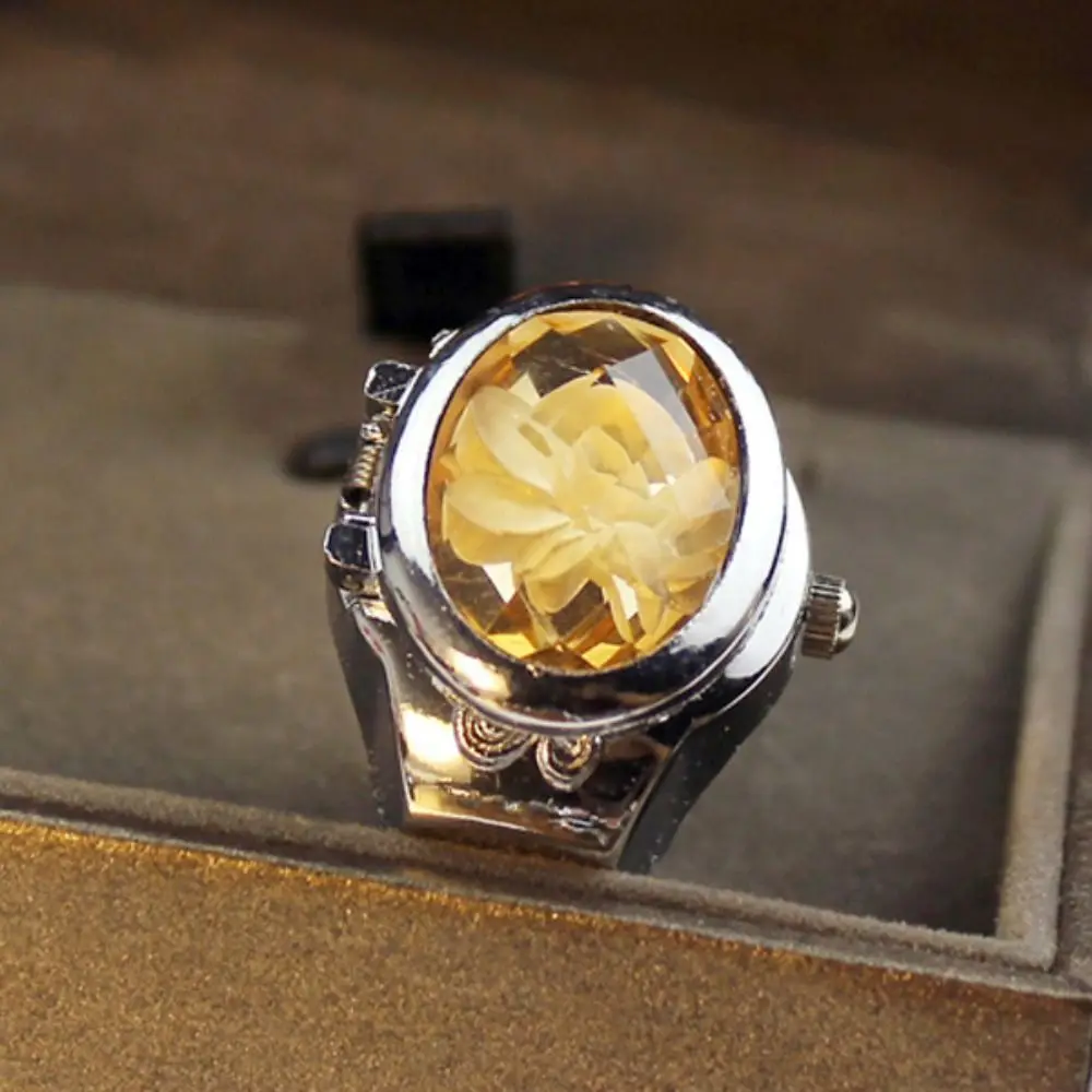Creative Alloy Digital Couple Watch Ring Retro Quartz Round Quartz Finger Rings Jewelry Gift Ring Watch Women