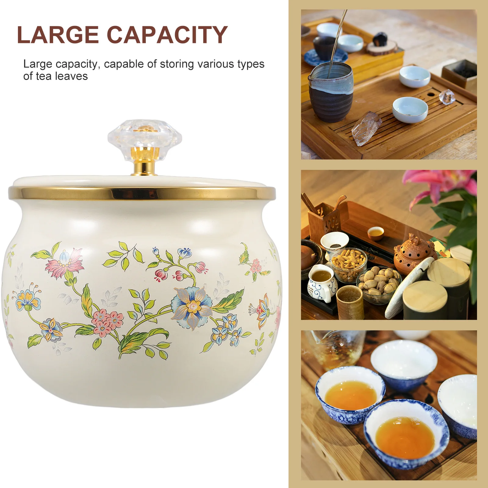 

Enamel Storage Jar Multi-Function Ceramic Container For Tea Sugar Spices Coffee Beans Kitchen Home Use Sealed Canister With Lid