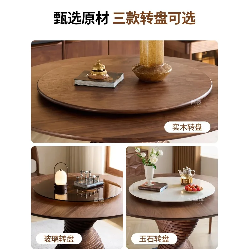 CZ-6 North American Black Walnut Round Solid Wood Designer Round Table Medium Antique Household Dining Table