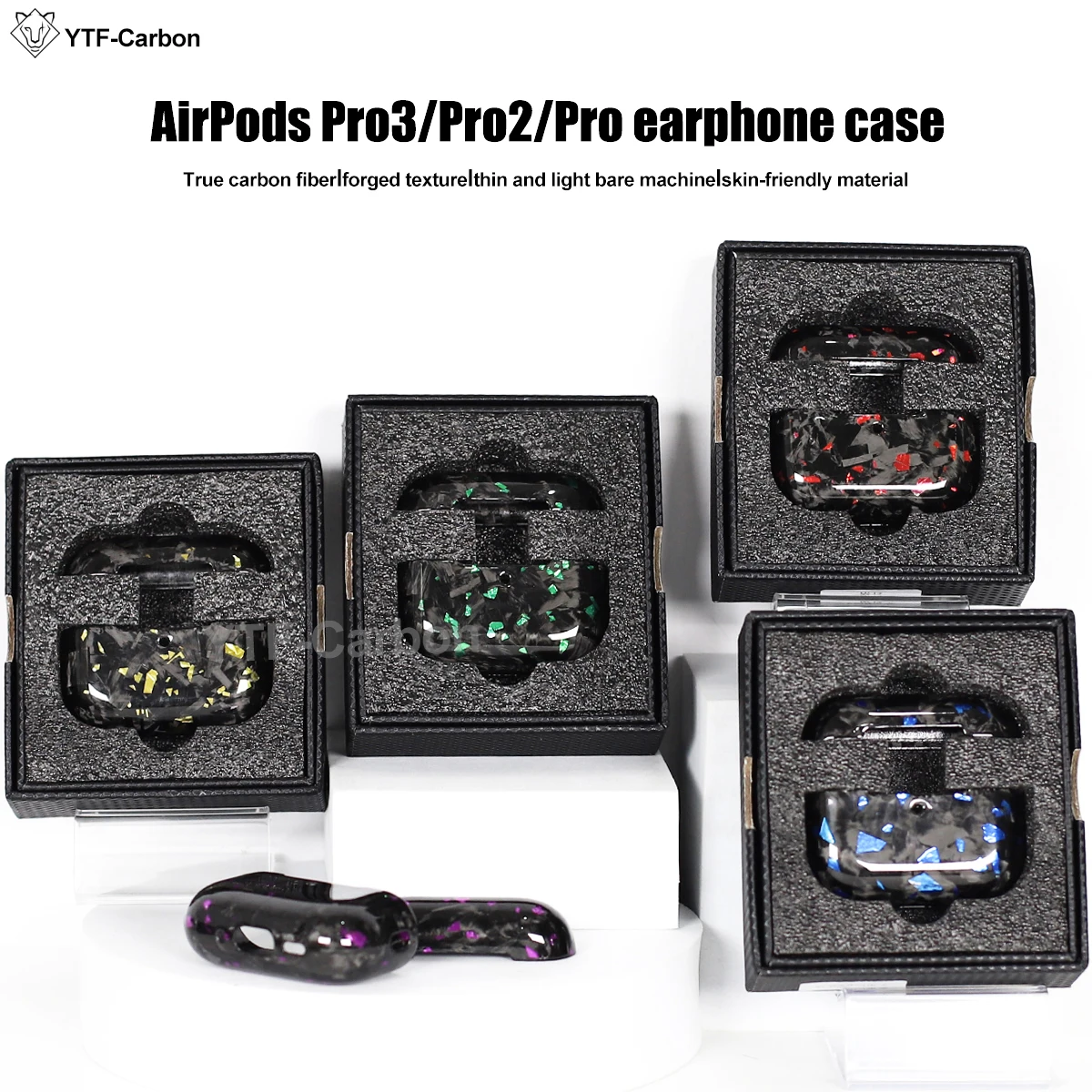 YTF-Carbon Carbonfaser-Hülle für AirPods Pro 3 Kabelloses Laden Bluetooth-Kopfhörer-Schutzhülle für AirPods Pro 2 Dünn und Leicht – Detail 8