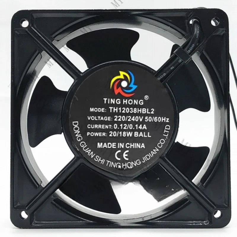 

TT 1 шт. для TING HONG TH12038HBL2 AC220V 120*120*38 мм 2-проводной охлаждающий вентилятор для шкафа