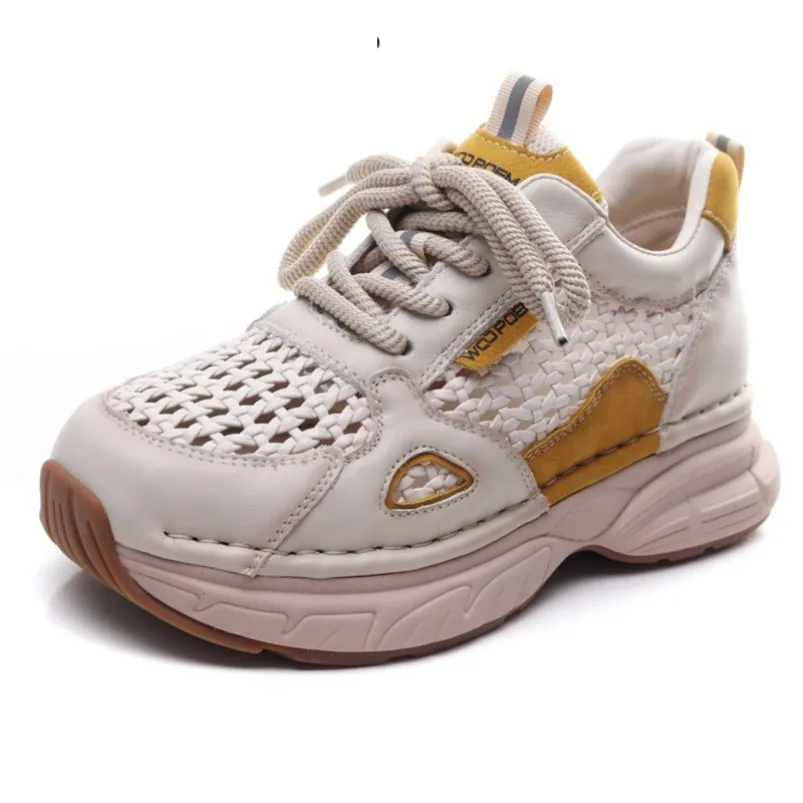 

Fujin/модные сандалии 3,5 см, женские удобные летние ботинки на плоской подошве, разноцветная обувь, массивные кроссовки из синтетической натуральной кожи с воздушной сеткой