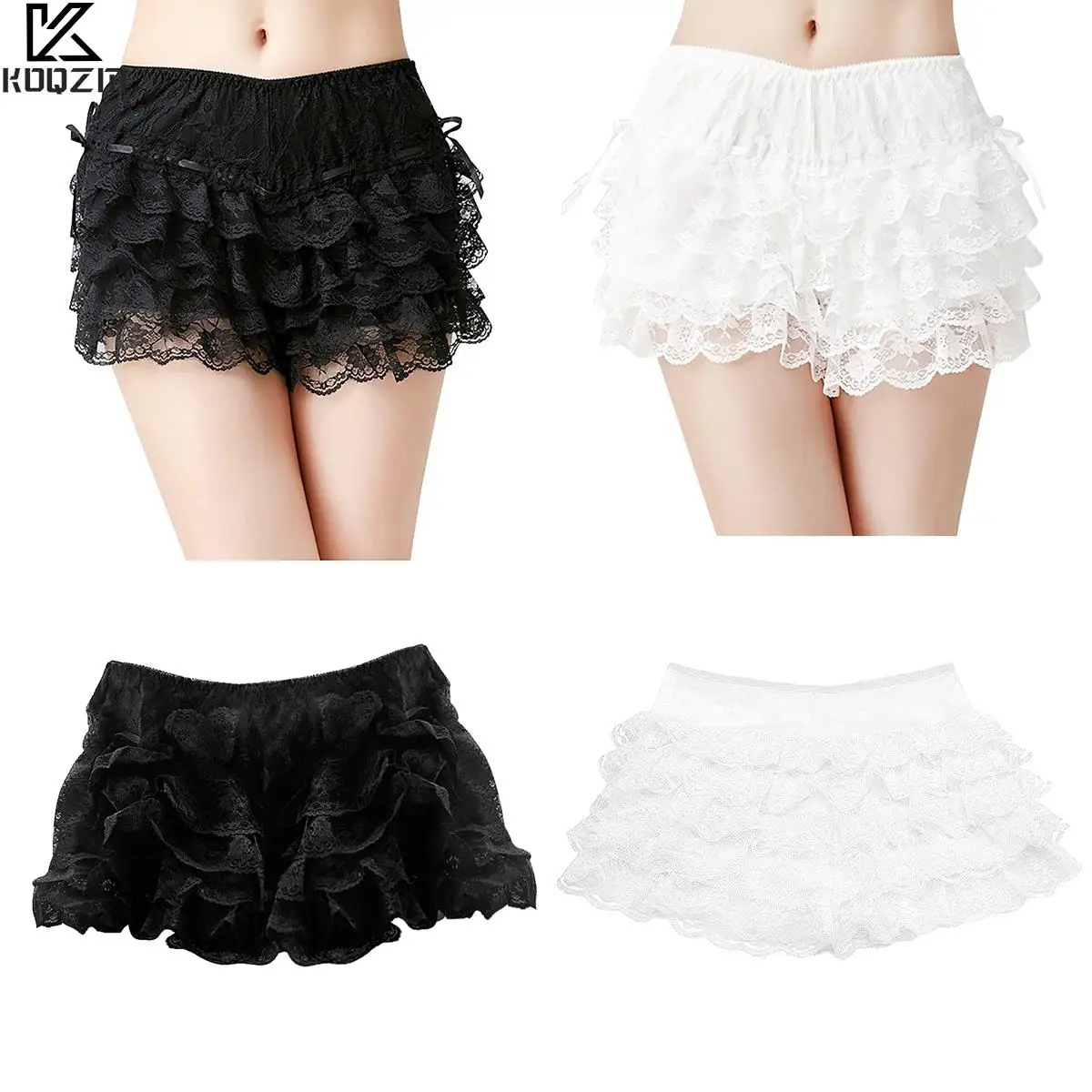 Women Elastic Waist Lace Safety Short Pants Lolita Casual Bow Safety Shorts Bottoming Culottes Basic Panties Scanties Underwear