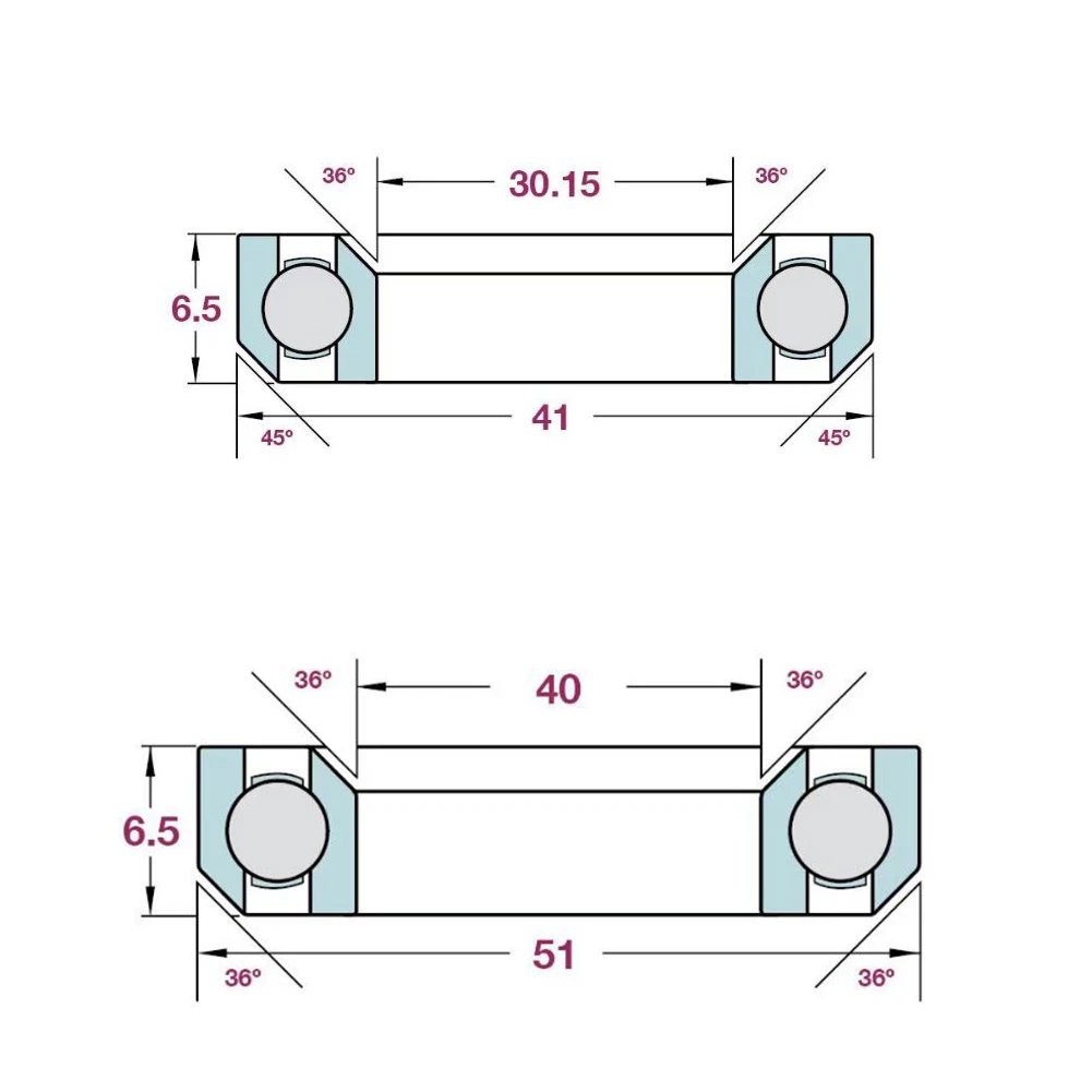 2pcs Bicycle Headset Bearings For Trek Madone Domane Emonda 30.15x40x6.5/ 40x51x6.5mm Bike Headset Bearing Repair Steel Parts