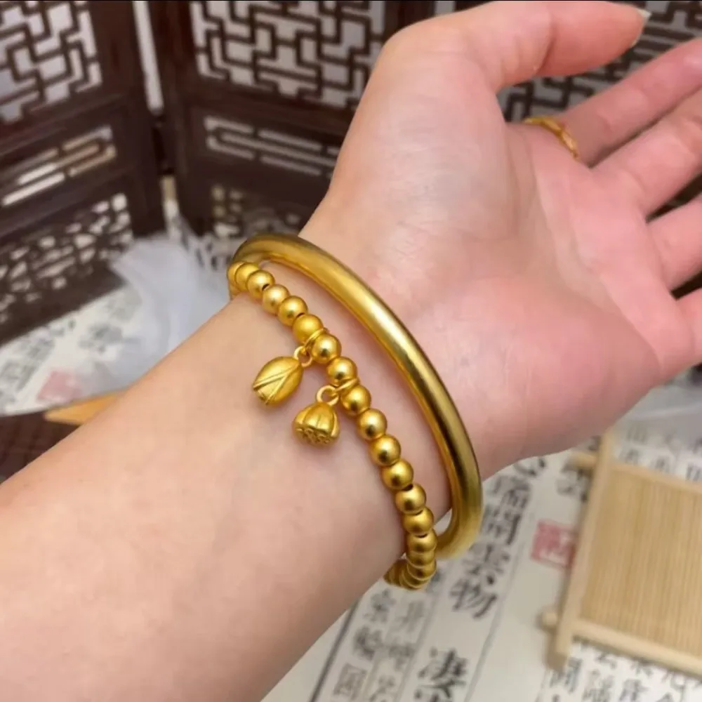 Retro art transfer beads hand string folding belt 9999gold