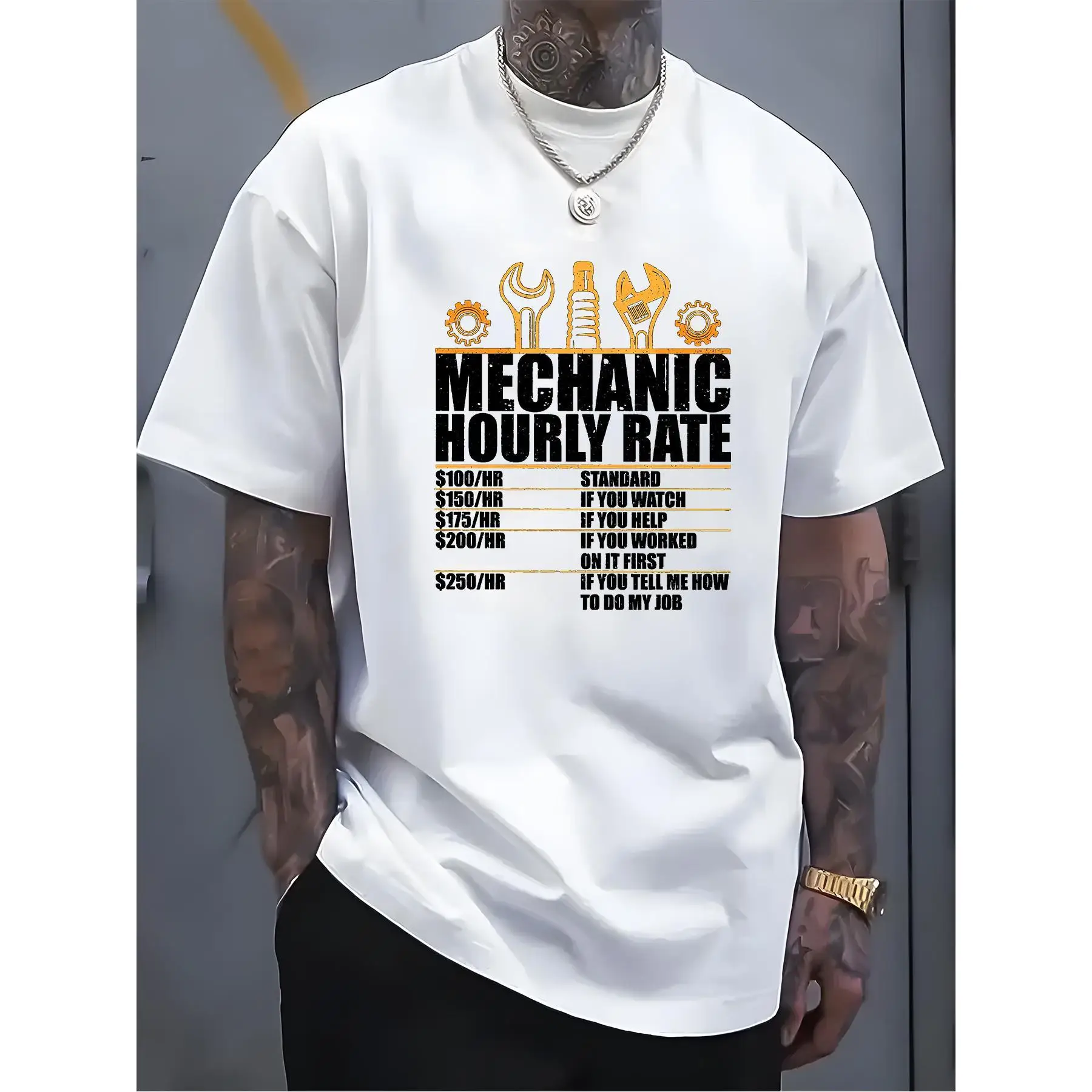 

Mechanic Hourly Rate T-Shirt Funny Garage Humor Graphic Tee Men’s S-3XL Casual Summer Streetwear 2025 New Arrival