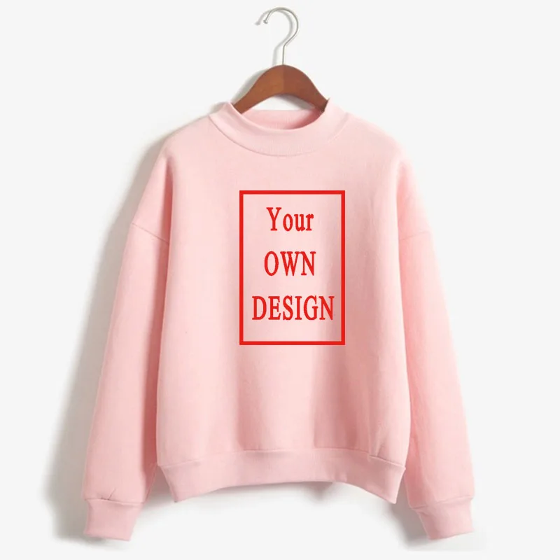 Your OWN Design Brand Logo/Picture Custom print women Oneck Knitted Pullovers Thick Autumn Winter Candy Color Loose DIY Hoodies