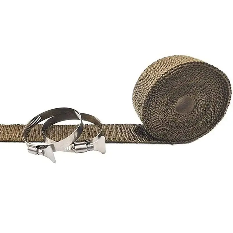 A84X-Fireproof Pipe Wrap Anti Scalding Chimney Ribbon Stove Flue Protector Belt Kit With 2 Clamp