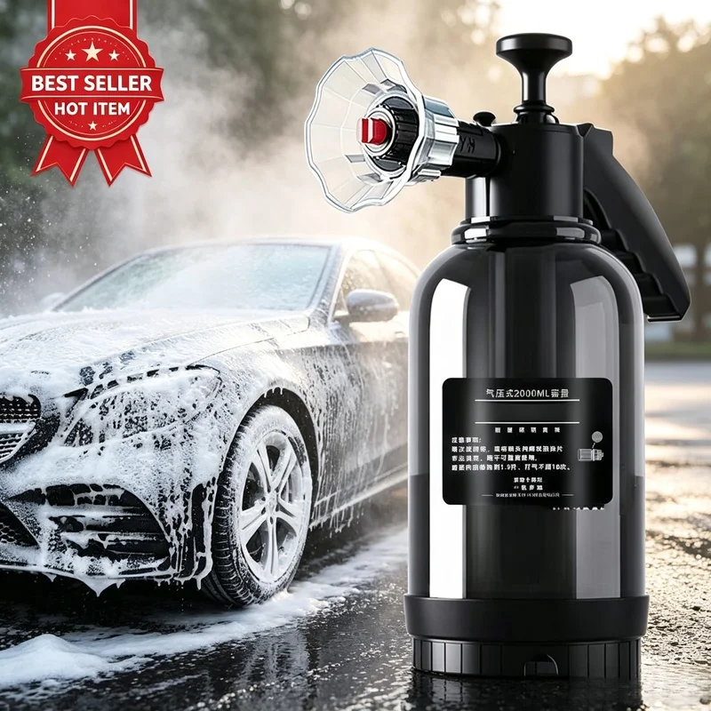 2L Handheld Pneumatic Foam Sprayer HOMEFISH, High Pressure Foam Bottle for Car Washing Household Outdoor Surface Cleaning