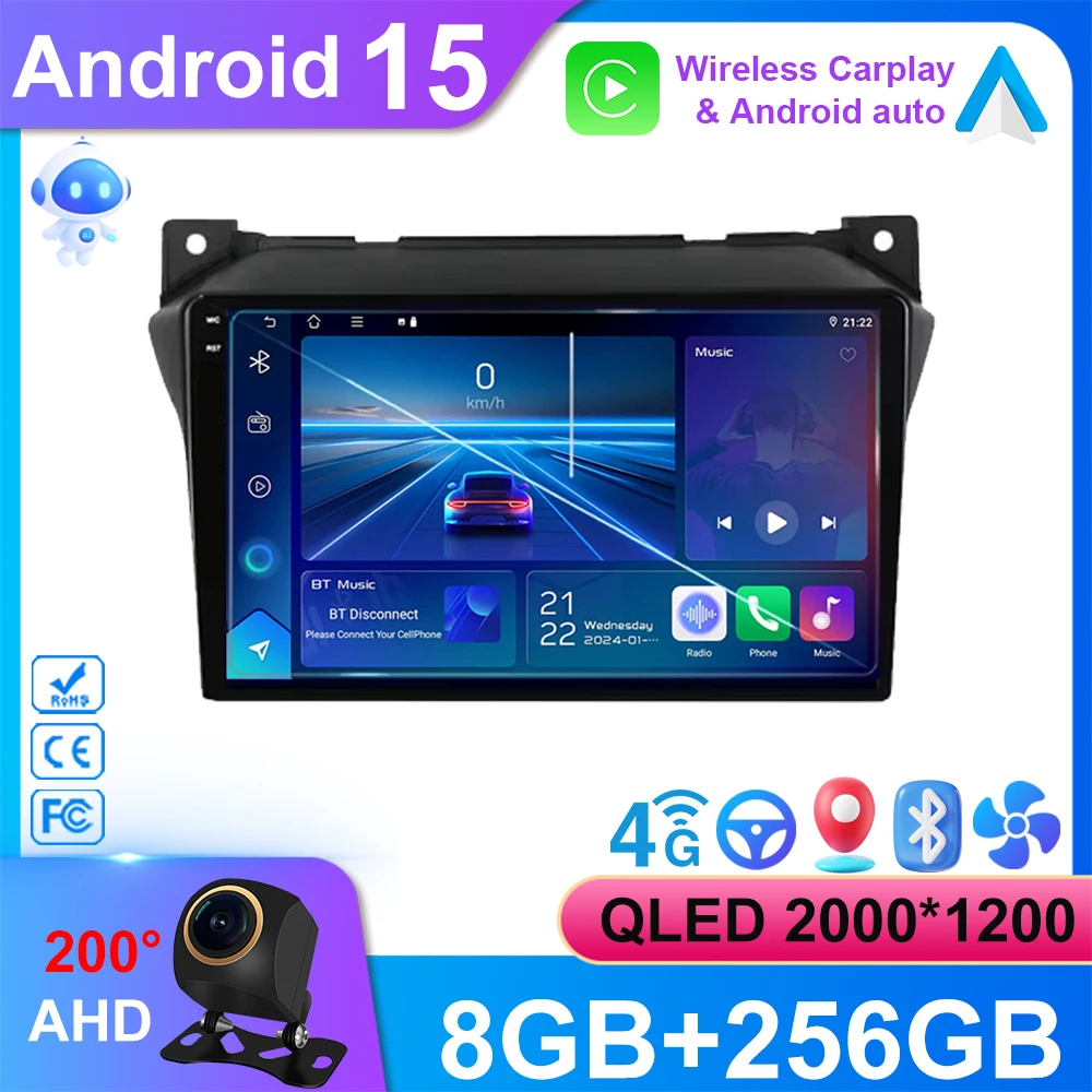 

Android15 For Suzuki Alto 2009 - 2016 Nissan Pixo 4G+WiFi CarPlay sans fil pour autoradio multimedia stereo 2din Navigation BT