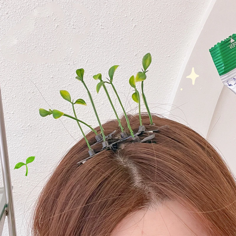 10 Stuks Grappig Gras Haarclips Spruit Bonen Antenne Haarspelden Voor Vrouwen Meisjes Schattige Plant Haar Haarspeld Haaraccessoires