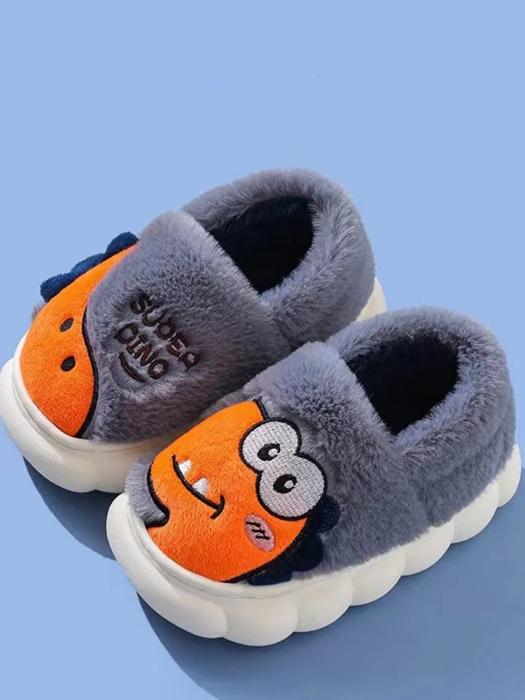 

Winter children's cotton slippers boys and girls warm fleece slippers middle and small children cute baby cotton slippers