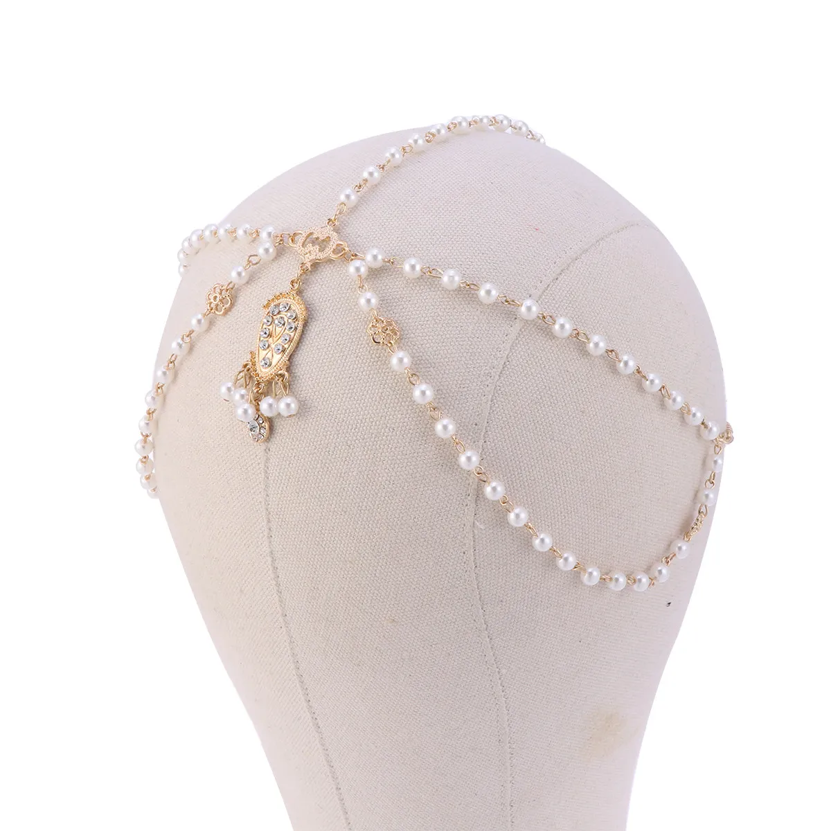 

Pearl Tassel Forehead Chain Bridal Hair Band for Wedding Party Women Elegant Shiny Headpiece Forehead Chain