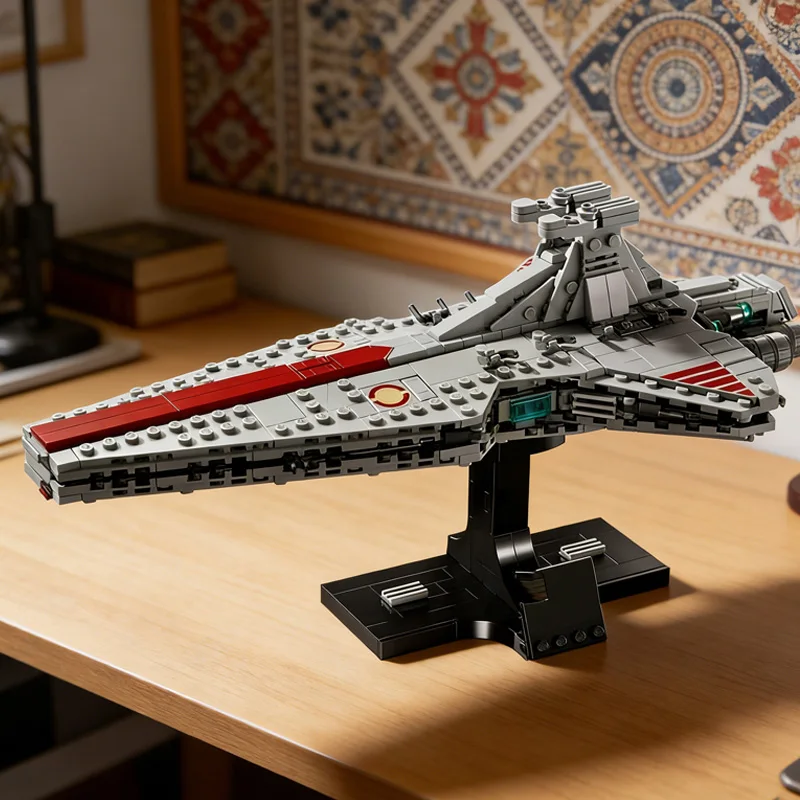 643-pieces-venator-republic-cruiser-moc-space-wars-clone-era-model-attack-ship-dual-bridges-decoration-d'interieur-compatible-75441