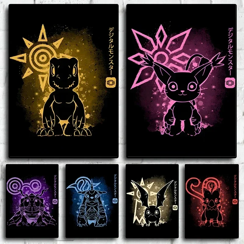 Canvas Painting Print Pictures Japan Anime Digimon Watercolor Poster Wall Art Home Bedroom For Living Room Decor Mural Posters