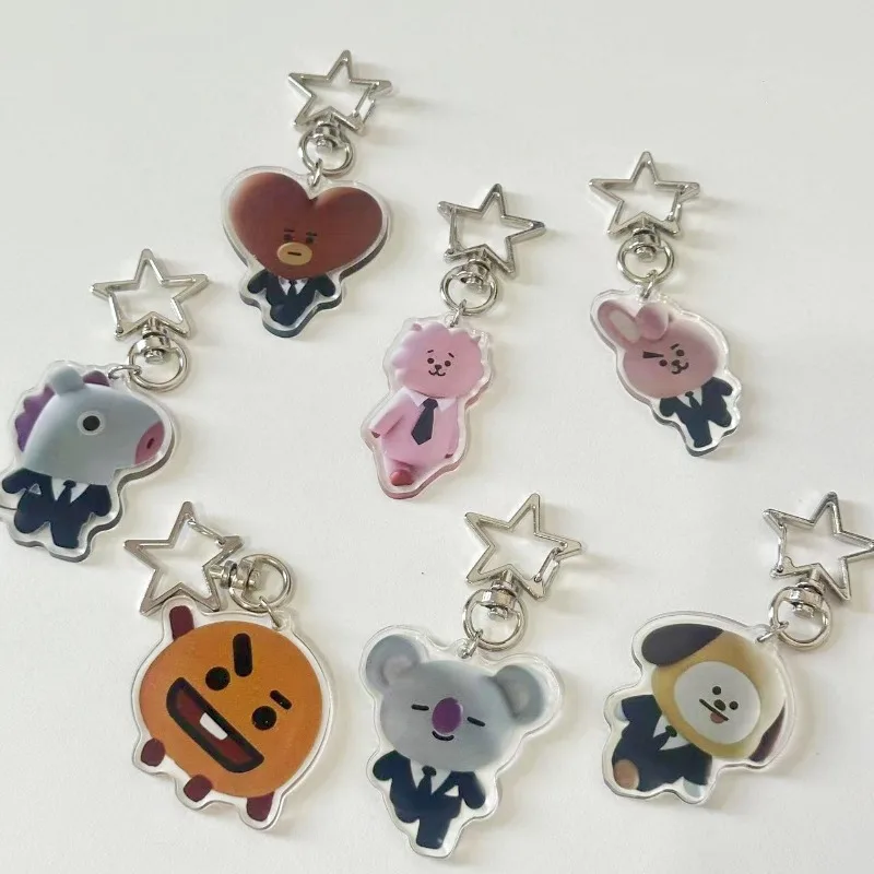 Милый Bt21 звездная пряжка в стиле ретро Tata Cooky мультяшная подвеска сумка портативный Mang Shooky акриловый брелок Ccd камера упаковка украшение