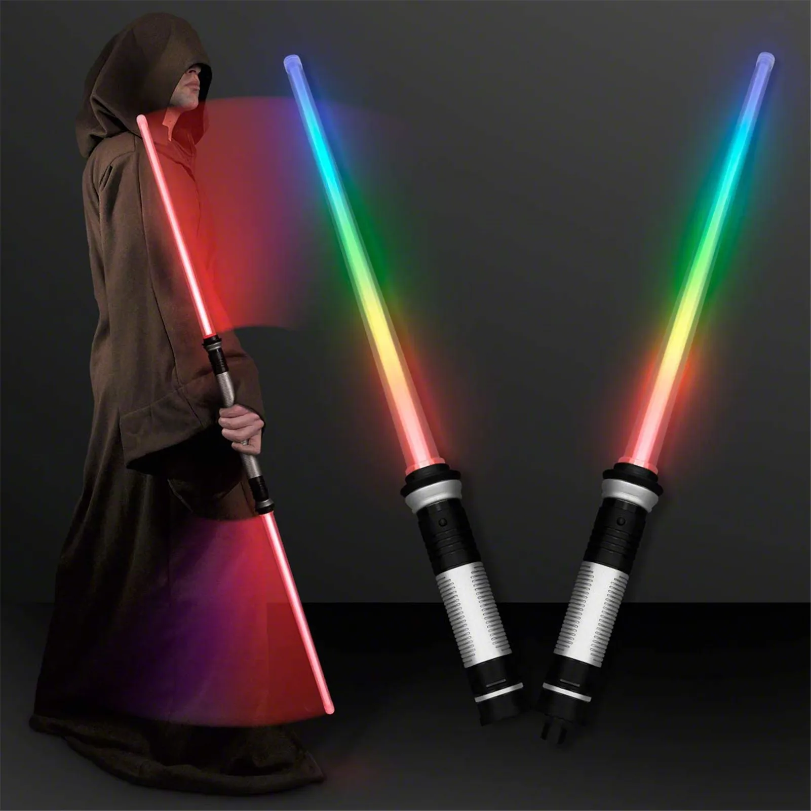 

2PCS Laser Lightsaber Boy Girl Toys Darth Vaders Sword Cosplay Bow Toy Double Light Saber Sword Toys With Sound Laser Toys Gifts