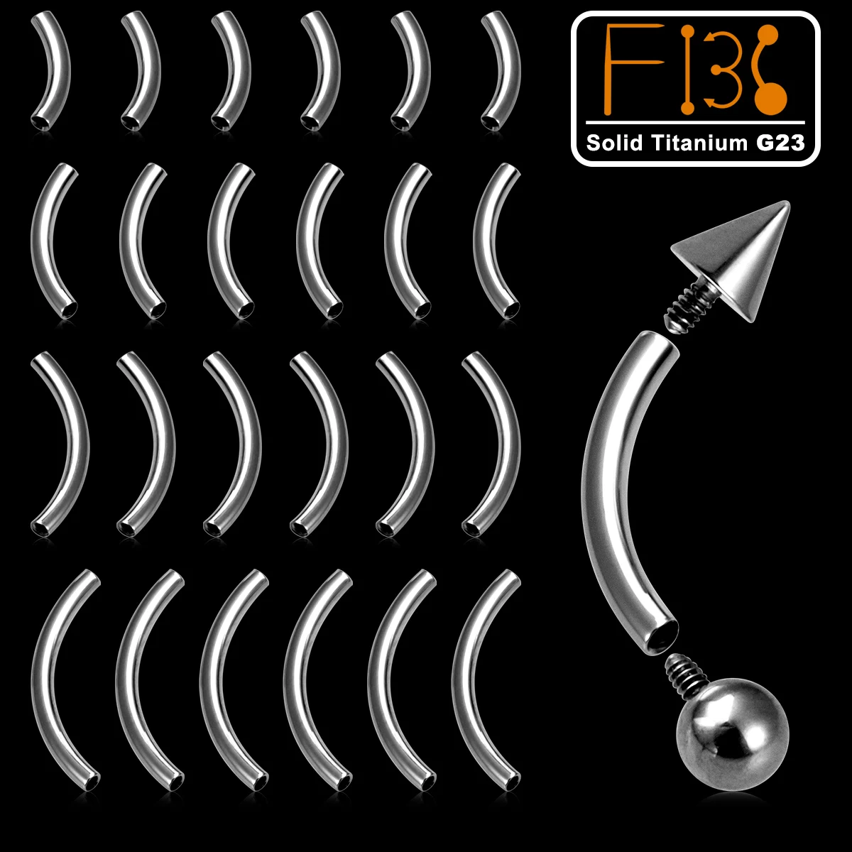 6pc F136 Titanium Curved Body Jewelry Replacement Bar Internal Thread Lip Eyebrow Ear Cartilage Diath Helix Piercing Accessories
