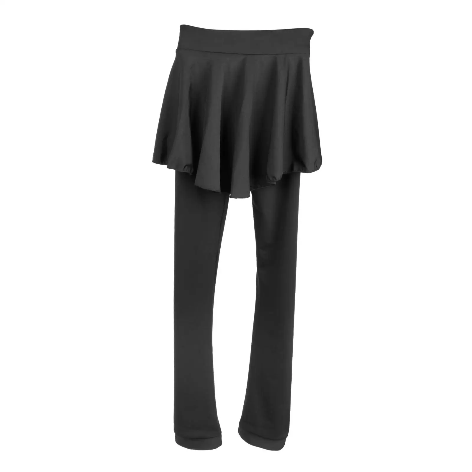 Figure Skating Pants Girls' Ice Skating Training Fleece Pants Short Skirt Black