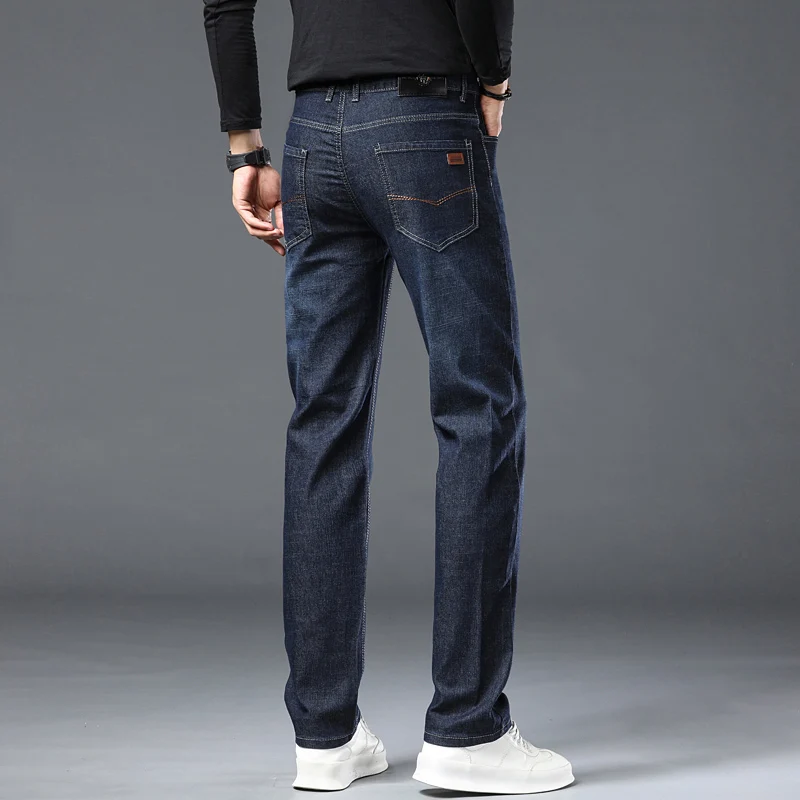 2025 New Fashion Men\'s Casual Black Blue Cotton Jeans Classic Style Male Denim Trousers Stretch Slim Fit Pants Plus Size 28-40