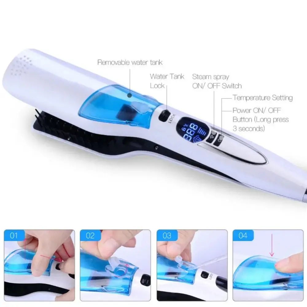LCD Display Steam Hair Straightener Scalable Fast Heating Electric Hair Straightener Negative Ion Anti-scald