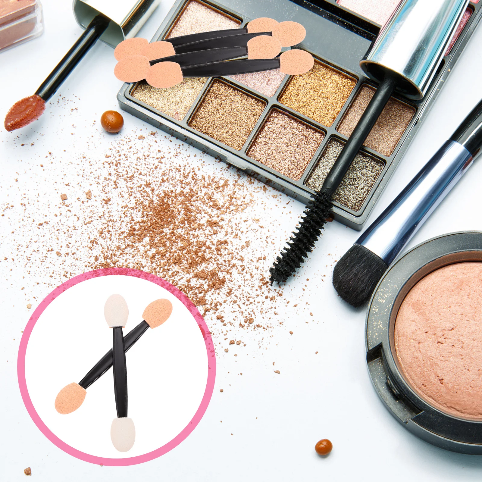 Applicatore bifacciale monouso per ombretto da 100 pezzi con punte in spugna di lattice per una miscelazione liscia Strumento per il trucco di lunga durata da 65 cm