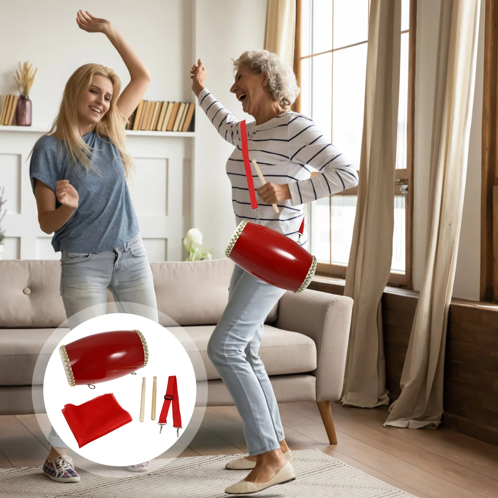 

1Set Professional Hand Drum Wearresistant Cowhide Waist Drum for Adults Percussion Instrument Percussion Instrument