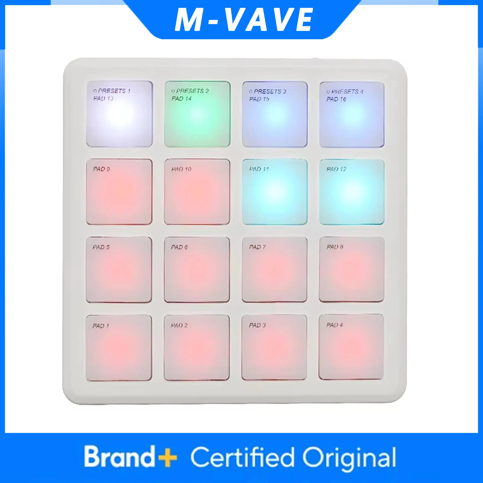 M-VAVE SMC-PAD Pocket Wireless MIDI Controller Portable Pocket Pad 16 Pads Suitable Percussion Keyboard USB-C Interface