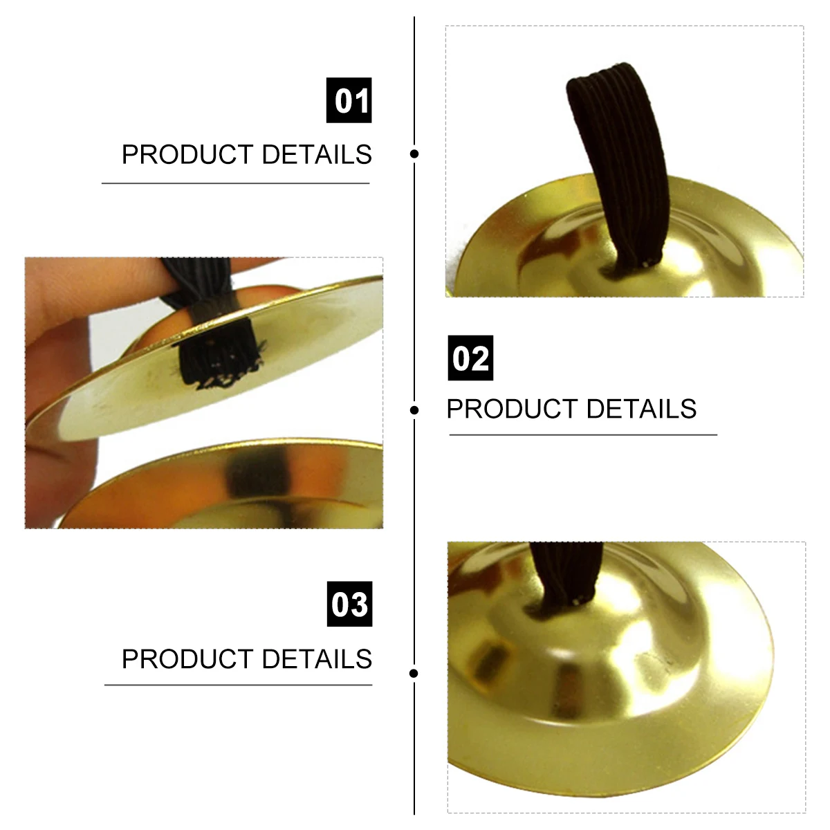 

2 Pairs Dance Finger Cymbal Jewelry Musical Instrument Pure Cymbals Golden