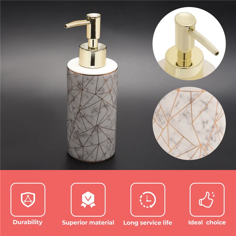 ABKR-300Ml Elegante bottiglia di stoccaggio con pompa per dispenser di sapone liquido per shampoo in marmo per bagno dell'hotel