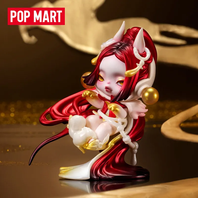 

POP MART SKULLPANDA Jiliang: Милая коллекционная фигурка на подвесной карточке, настольное украшение, аниме-игрушка, подарок для коллекционеров и фанатов аниме