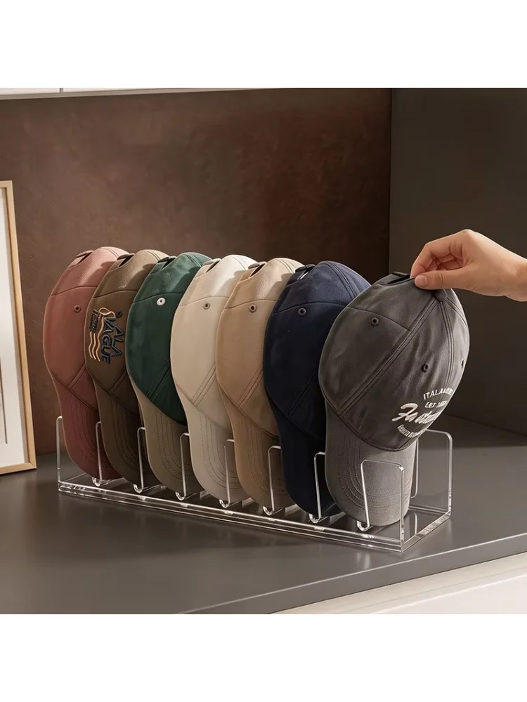 Acrylic Cap Storage Rack with Slots Baseball Cap Display Stand Cap Storage Container Household Storage Organization for Bedroom