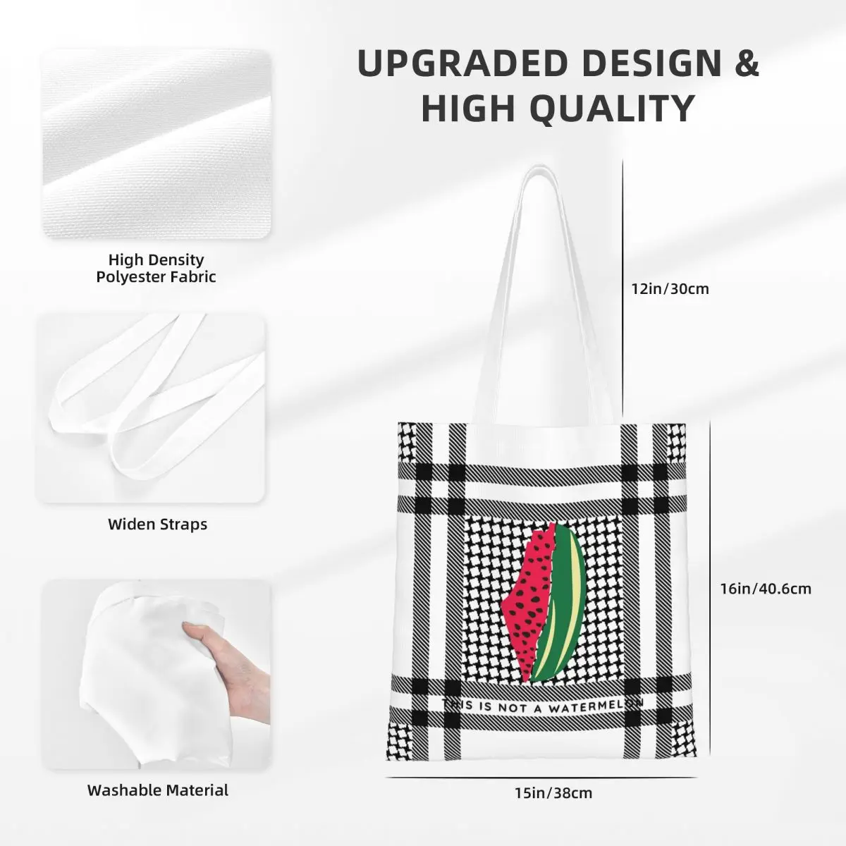 This Is Not A Watermelon Merch Canvas Tote Bag for Women Simple style Magritte Parody Watermelon Casual Bags Handbang