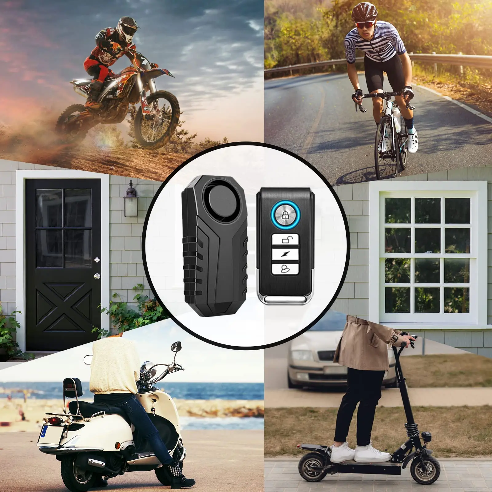 Anchtek Anti-theft Bike Alarm Remote Control 110dB Vibration Sound Waterproof Motorcycle Scooter Electric Bicycle Security Alarm