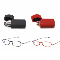 Titanium Alloy Folding Reading Glasses Foldable Presbyopia Men Women Ultra light Eyewear With Case Anti blue light 1.0 1.5 2.0