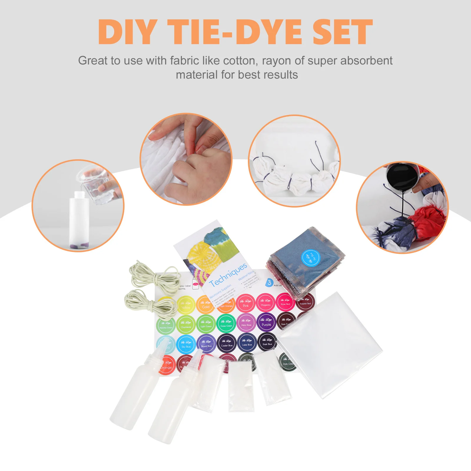 

1Set Tie Dye Powder Kit 24 Colors Permanent Dye Pack Fabric Dyeing DIY for T-Shirts Socks Dresses Safe Non-Toxic