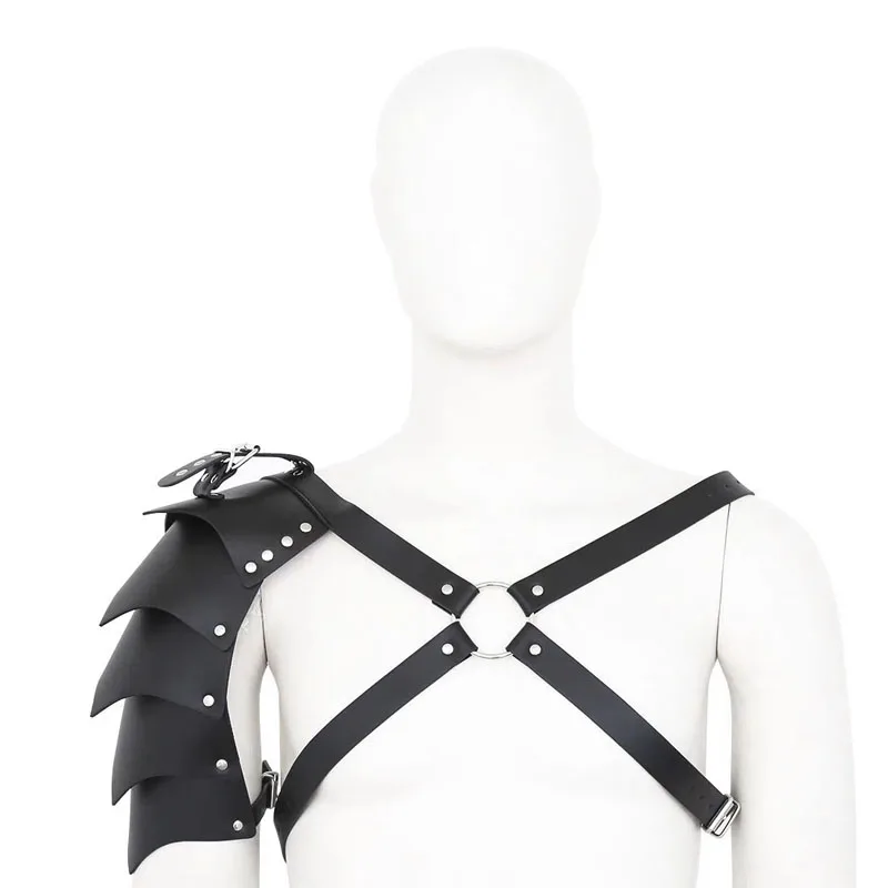 

Adjustable Shoulder Armor Rivets Leather Body Chest Harness Erotic Punk Sexy Party Gay Male woman sissy Cosplay mtf
