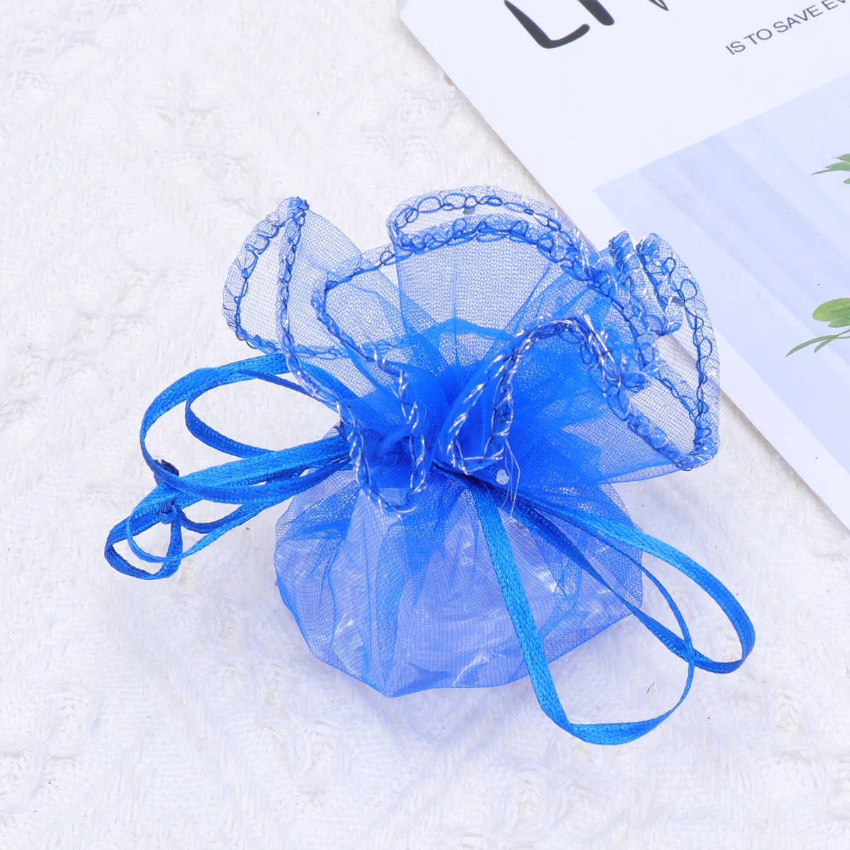 

Christmas Treat Bags Sequin Disc Yarn Drawstring Pouch Rounded Flower Organza Mesh Candy Small