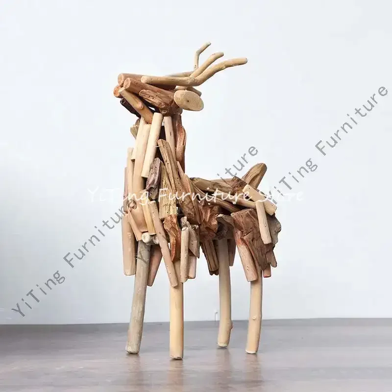 Handmade Solid Wood Coat Racks Deer Ornaments Living Room Ornaments TV Cabinets Coat Racks Creative Gifts Shelf  Home Furniture