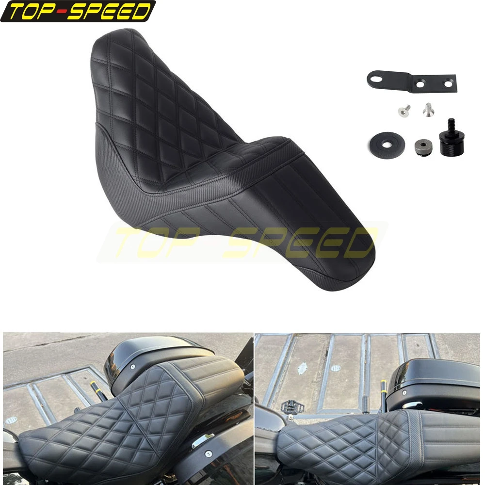 Motorcycle Bench Seat For Harley Softail FXLR FXLRS FXLRST FLSB Driver Passenger Two-Up High Resilience Seating Cushion 2018-Up