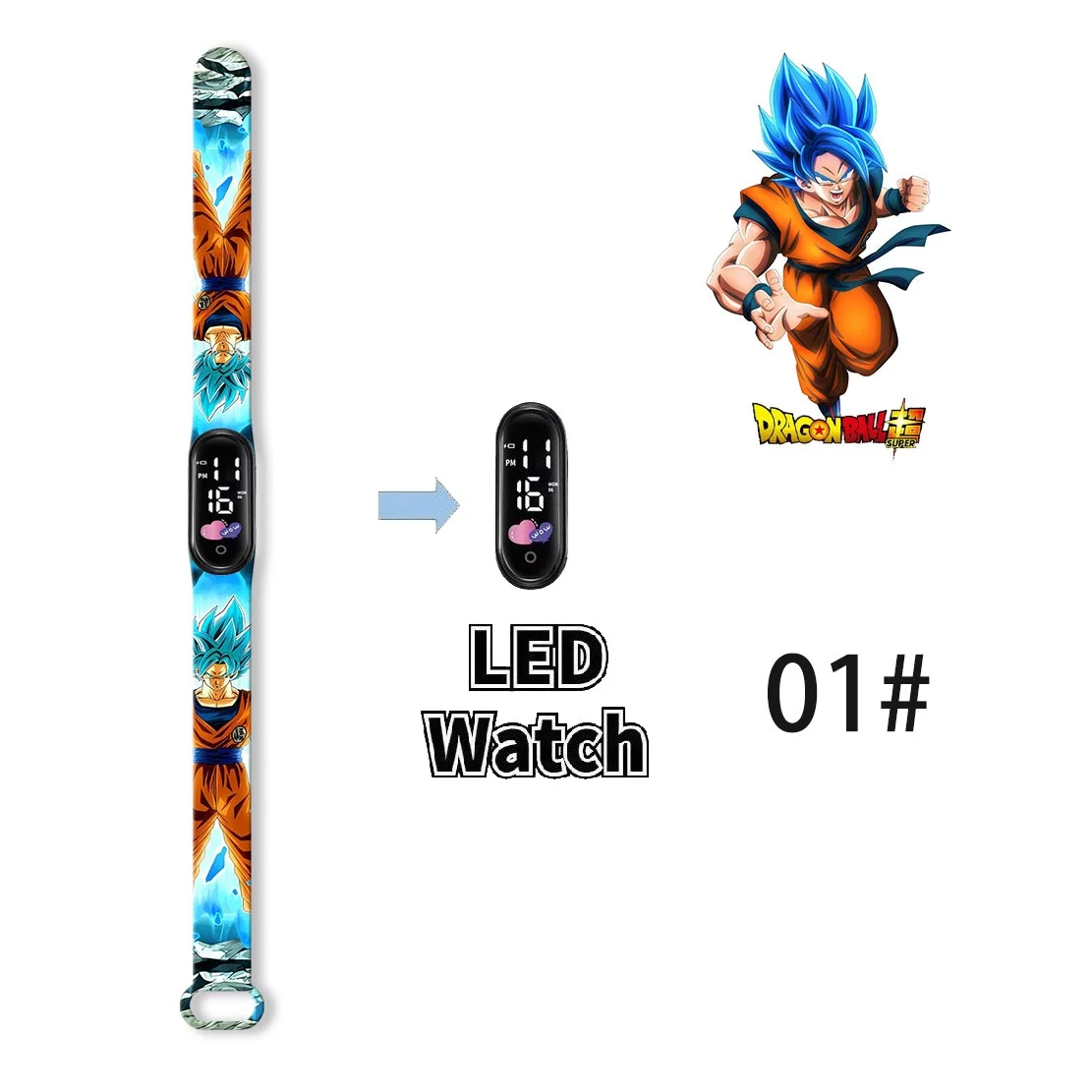 Dragonball Z Children's Watches Anime Characters Super Saiyans LED Touch Waterproof Electronic Kids Watch Birthday Gift Toys