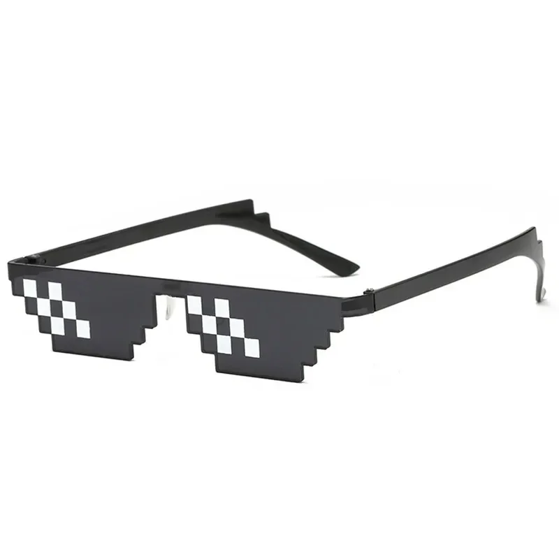 Mosaic Sunglasses For Mens Womens Pixel Black Retro Gamer Robot Sunglasses Cool Party Vintage Shades Eyewear image 4