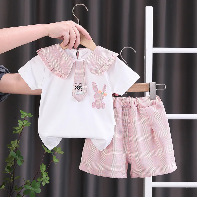 

Cute Cartoon Toddler Infant Summer Short Sleeve T-Shirt+Shorts 2PCS Suit Baby Girls Clothes Kids 1-5 Years Sport Casual Outfits