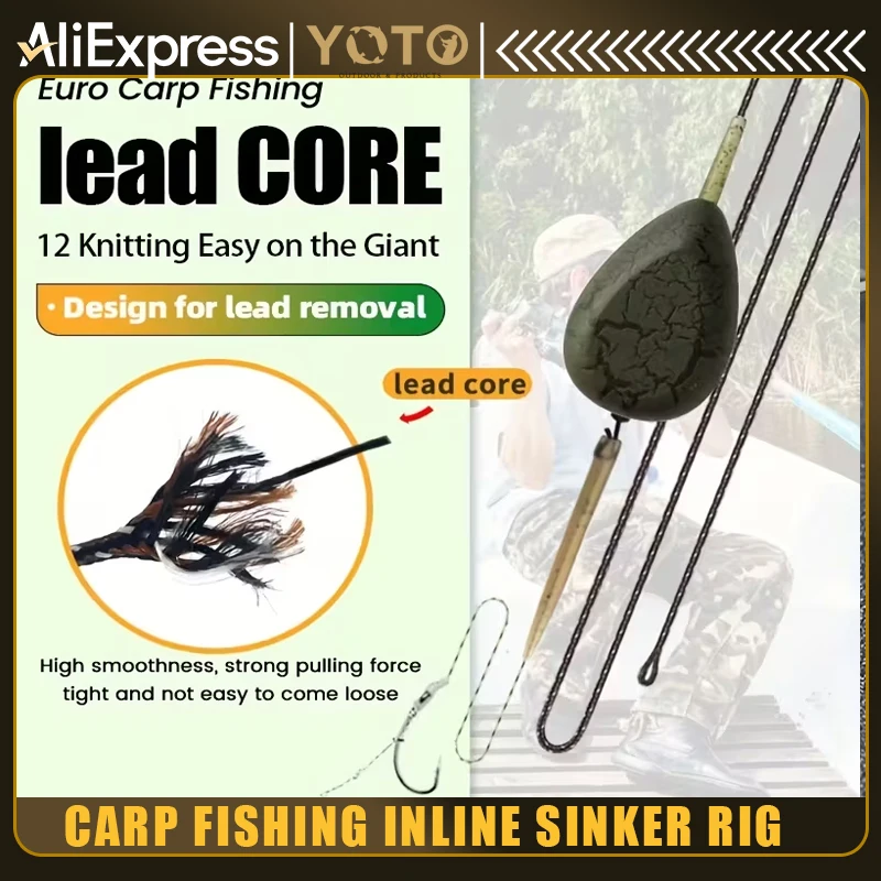 

YOTO 1 комплект высокопроизводительного линейного поводка для ловли карпа — с свинцовой леской, грузило с треснувшими гладкими поверхностями