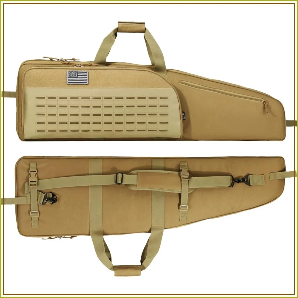 Funda Táctica para Rifle Largo con Visor, Bolsa Suave para Rifle, para Campo de Tiro y Caza al Aire Libre | Parche con la bandera de EE. UU. + Soporte universal para arma incluido | 35" 41"