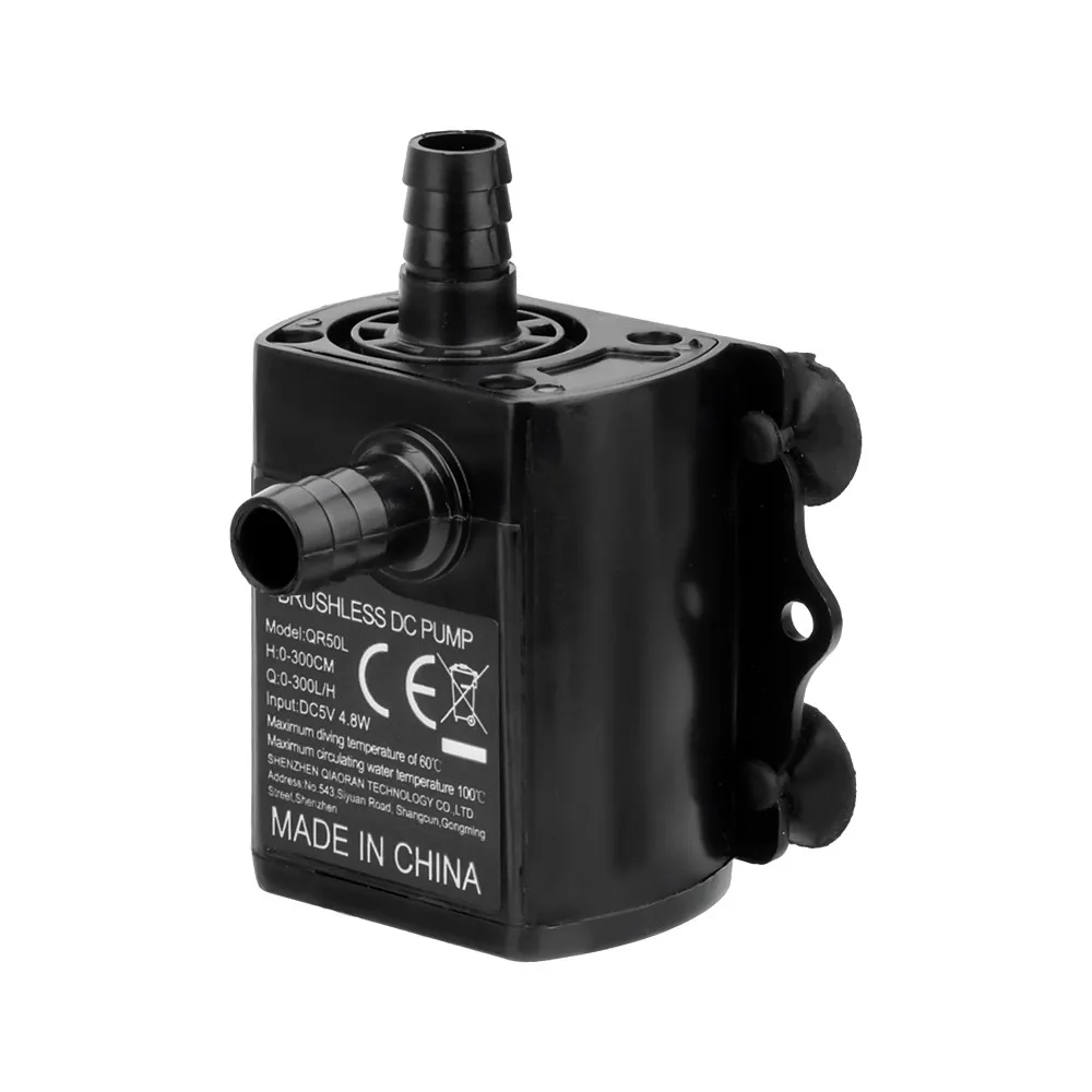 DC5V 4.8W USB Brushless Submersible Water Pump, Silent Mini Water Pump for Aquarium, Solar Heater & Fountain Circulation