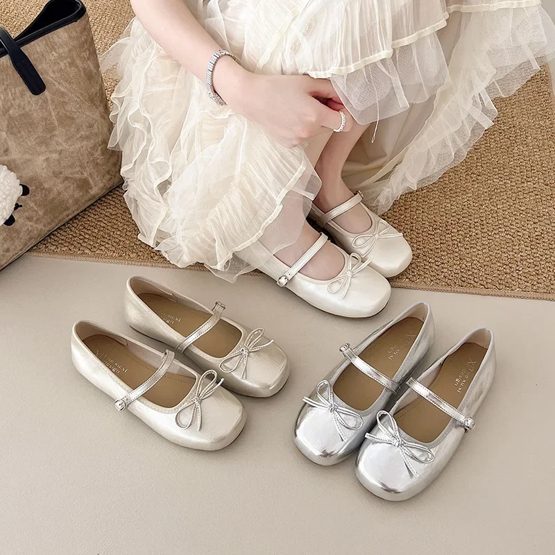 

Spring Autumn Women Mary Jane Shoes Fashion Butterfly-knot Shoes Casual Low Heel Dress Street Style Shoes 2025