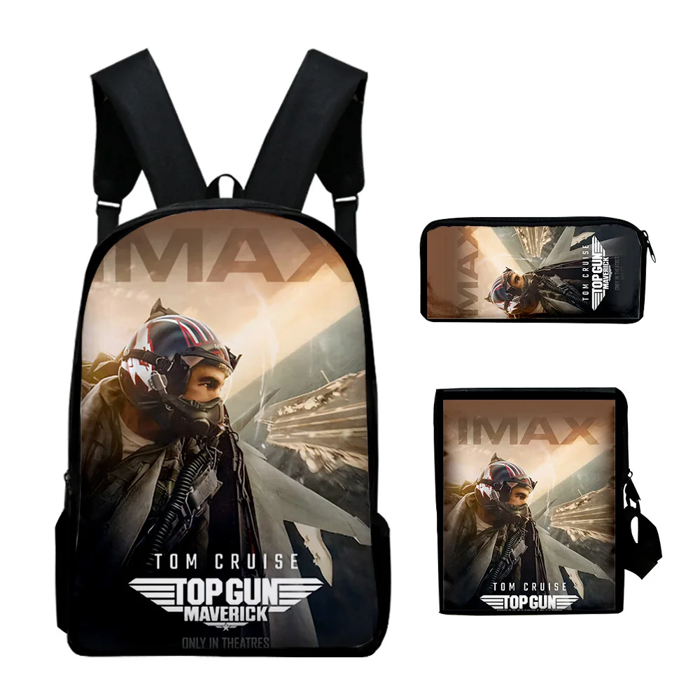 

Luxury Novelty Top Gun Maverick 3D Print 3pcs/Set pupil School Bags Laptop Daypack Backpack Inclined shoulder bag Pencil Case